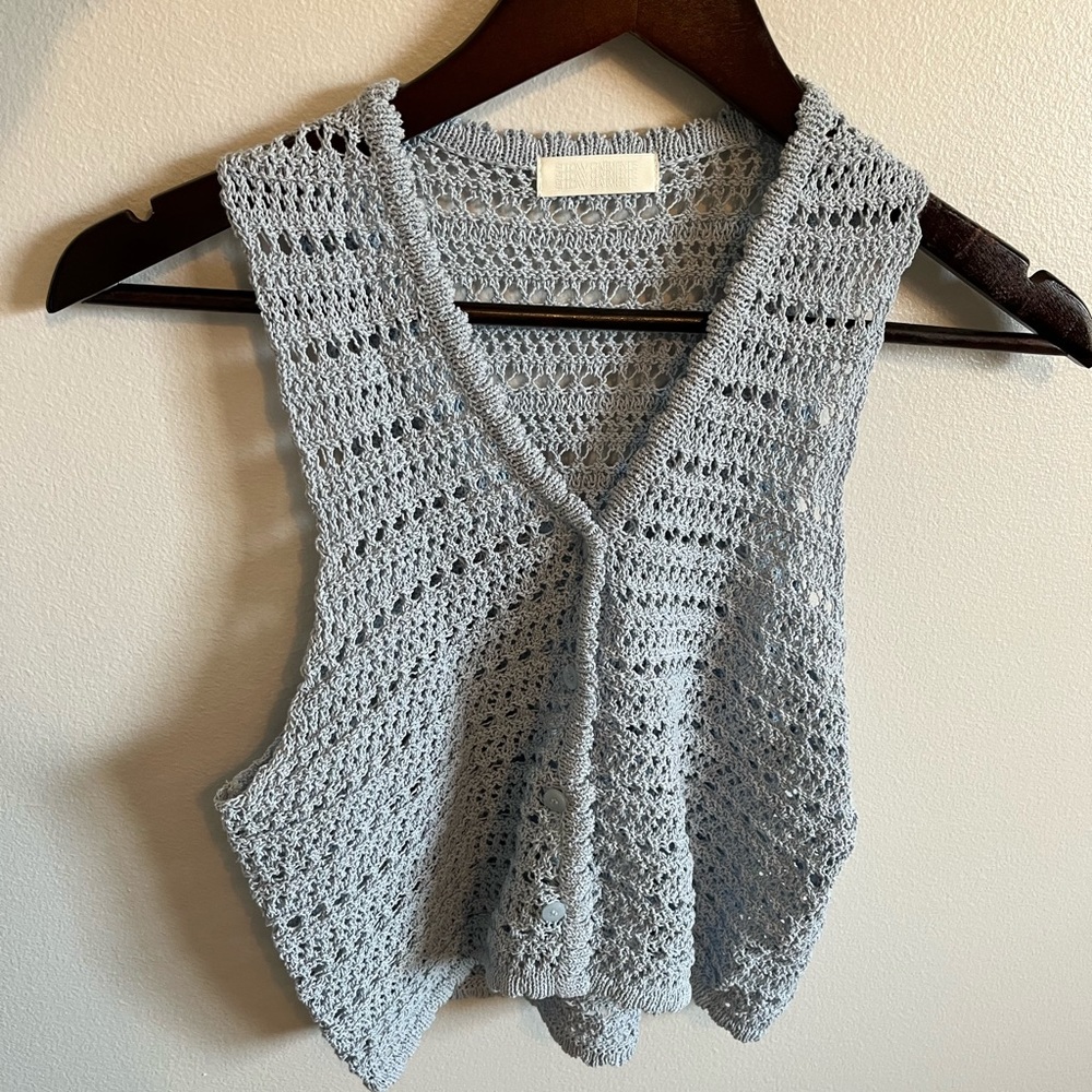 The Source Unknown, blue crochet vest